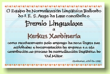 Premio Lingualaxe para Kerkus Xardinera.