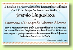 Premio Lingualaxe para Enxeera e Topografa Vicente lvarez
